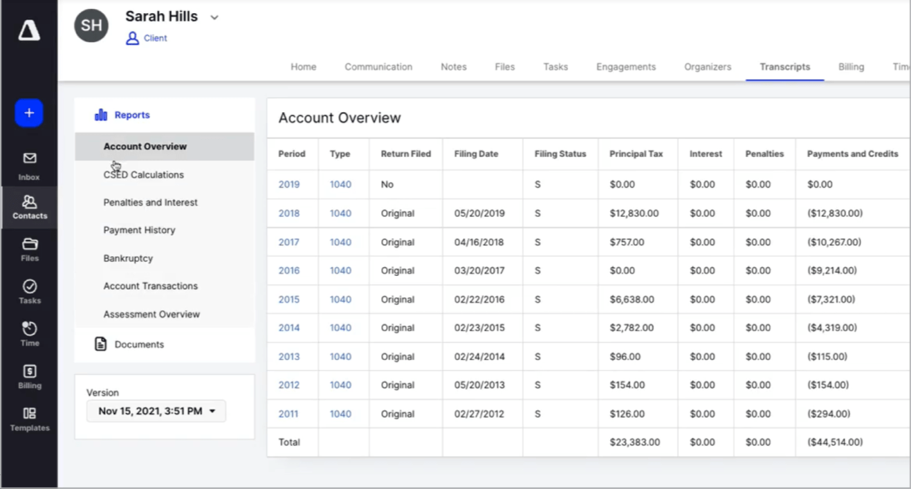 Software de gerenciamento de práticas contábeis Canopy