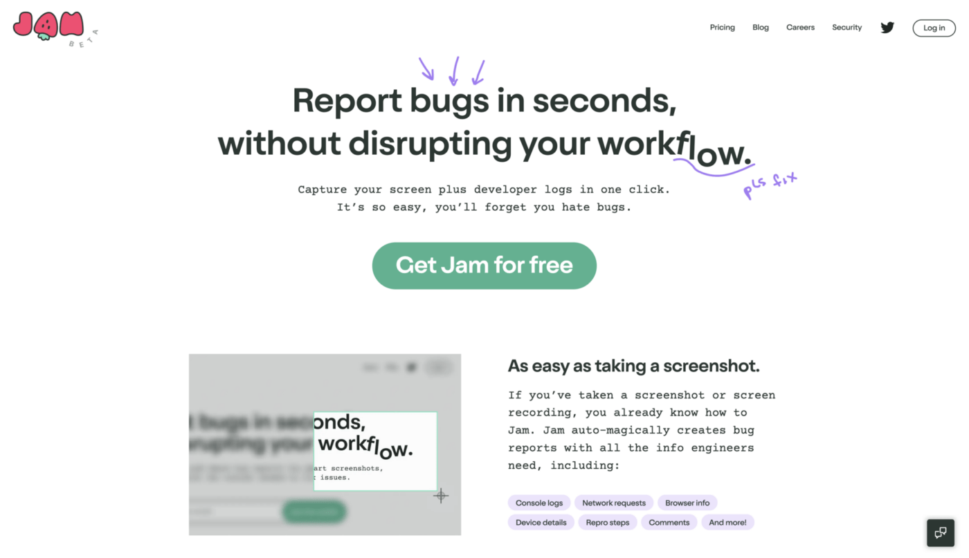 Jam.dev Homepage