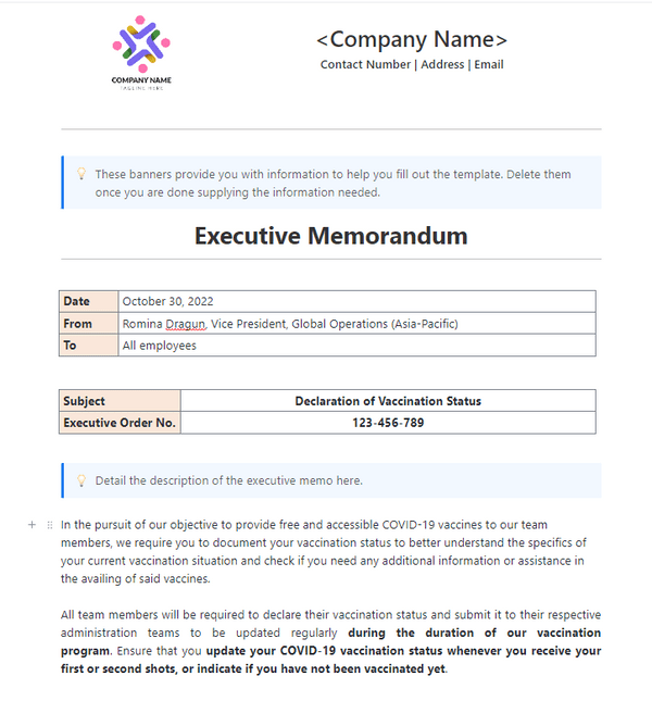 ClickUp Executive Memo Template