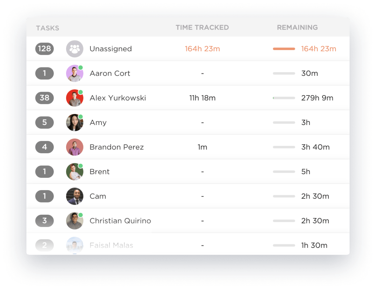 Construction time tracking software: screenshot of ClickUp's timesheets