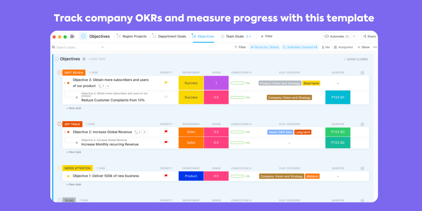 10 Free OKR Templates in Excel Word and ClickUp