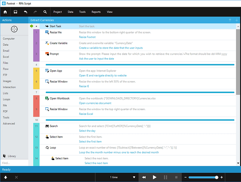 Foxtrot Software-Tools für den Eintrag von Daten