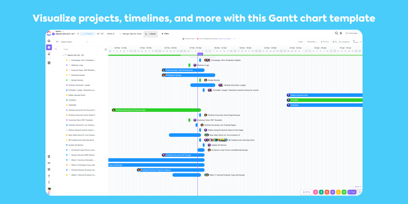 Modèle de diagramme de Gantt par ClickUp