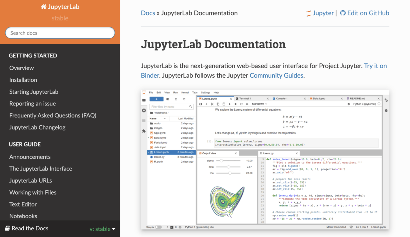 Página de inicio de JupyterLab