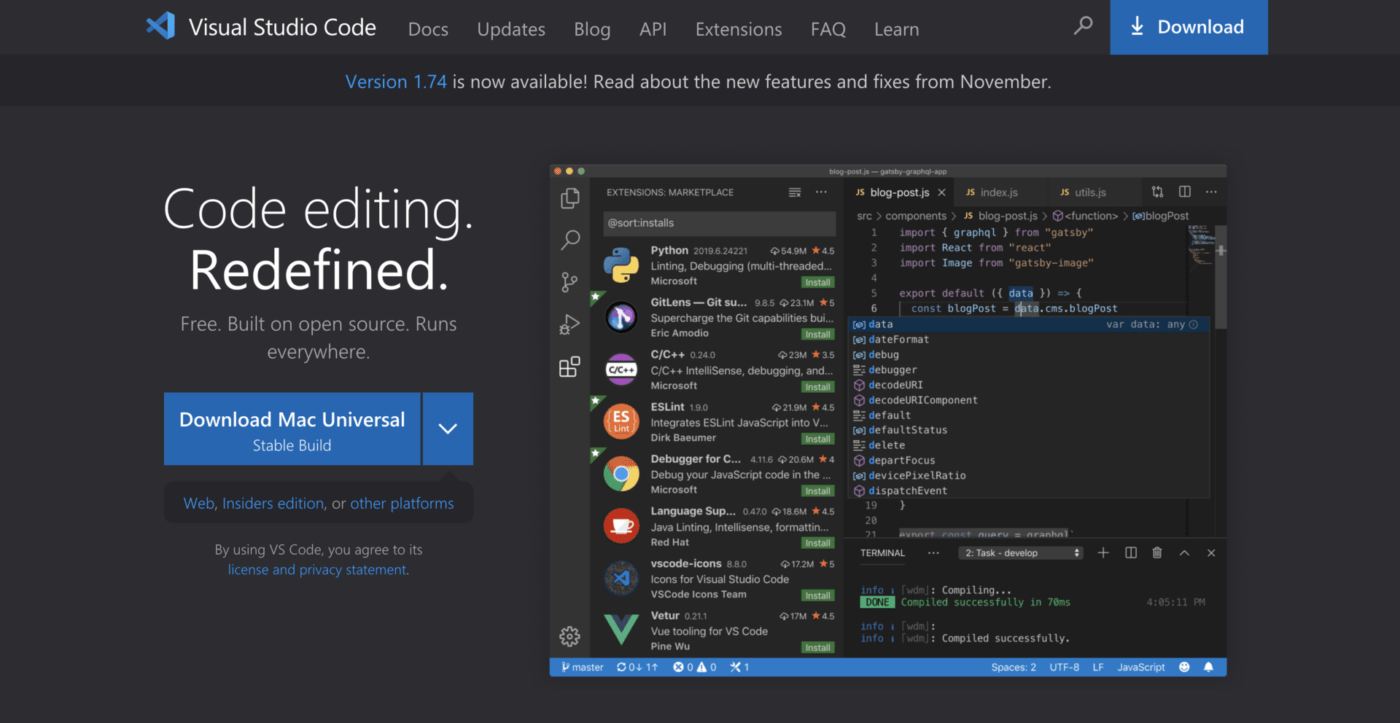 Página de inicio de Visual Studio Code