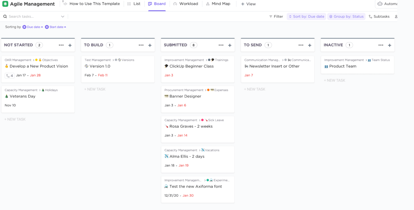 ClickUp Agile Project Management Template