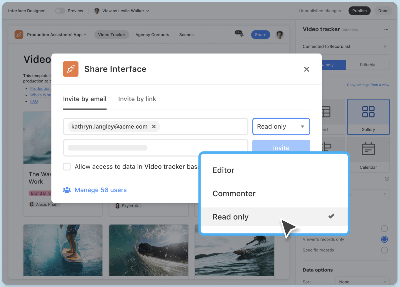 Configurações de privacidade do Airtable