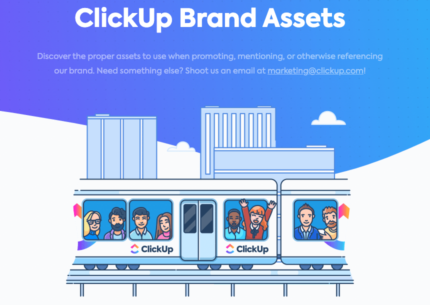 ClickUp Brand Guidelines Landing Page example
