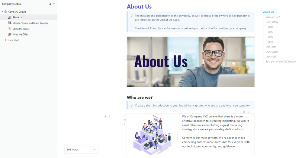 Define company culture and values with ClickUp's Company Culture Template