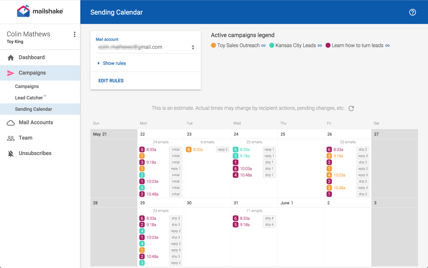 Envie e-mails personalizados em escala e gerencie o alcance de e-mails com o Mailshake