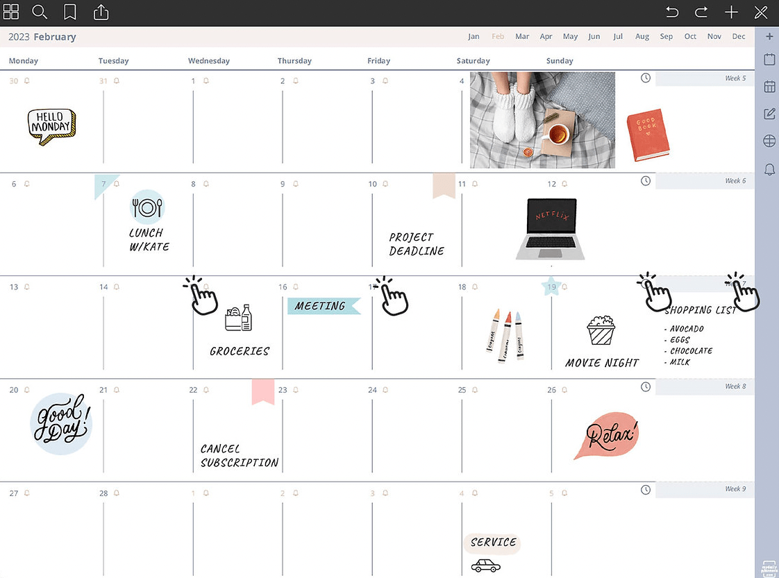 Mijn dagelijkse planners kalender voorbeeld