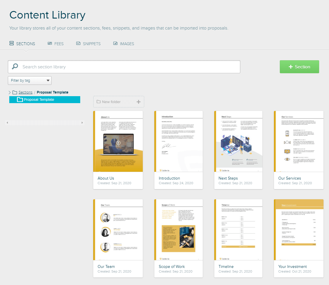 Proposify's Proposal templates