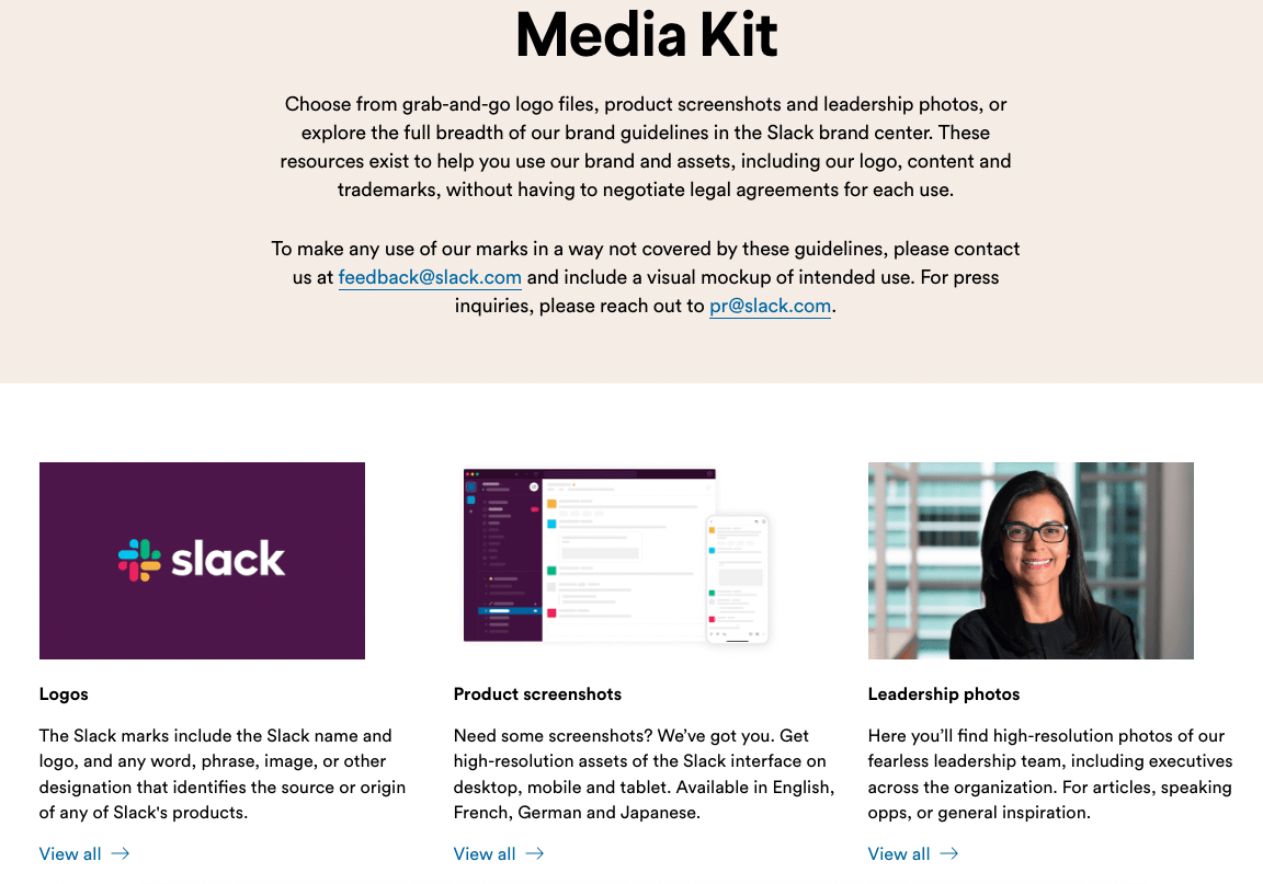 Ejemplo de directrices de marca de Slack