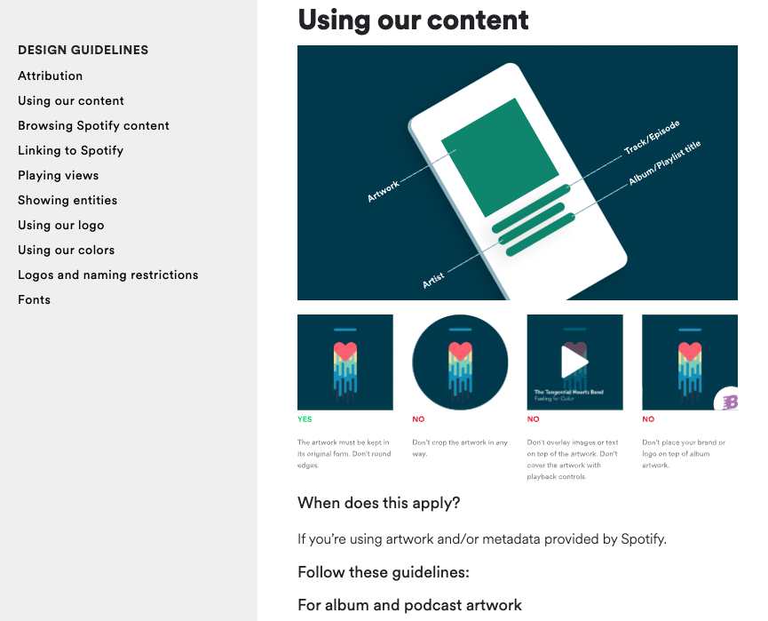 Voorbeeld Spotify merkrichtlijnen