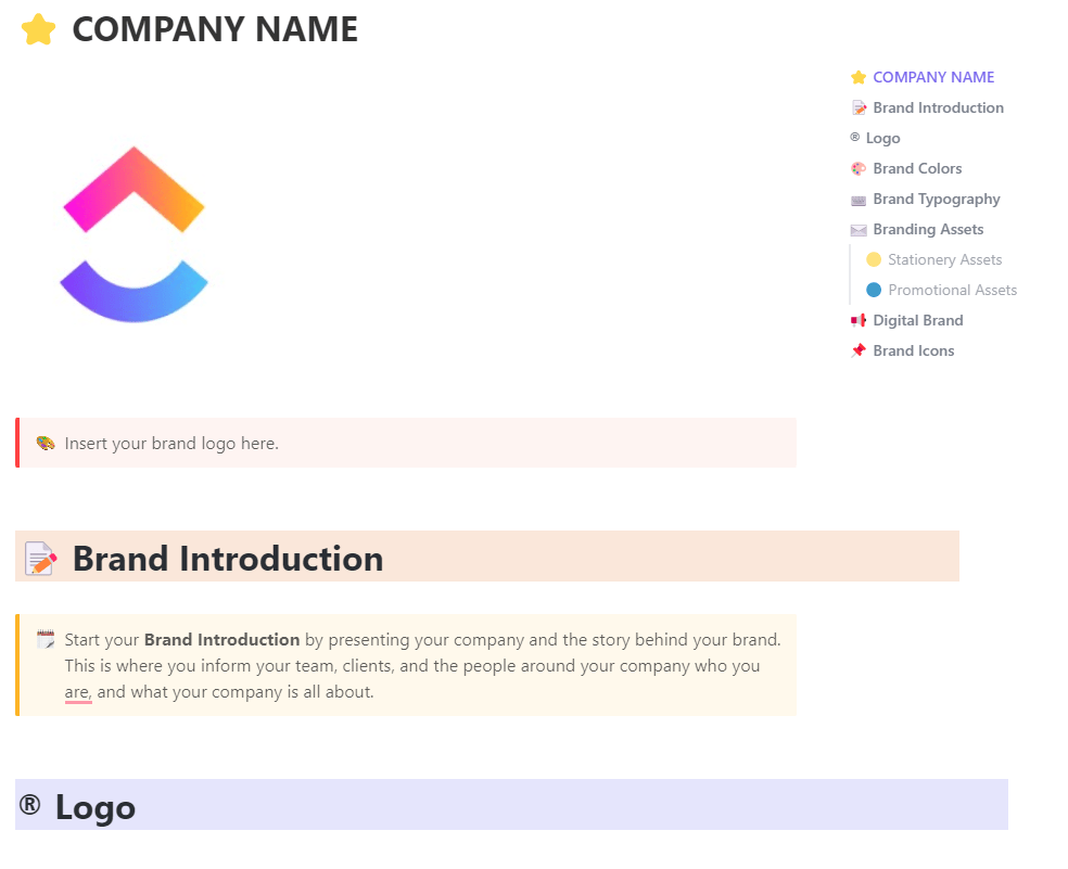 ClickUp Brand Book Template