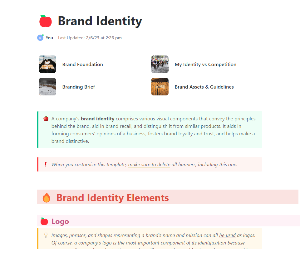 ClickUp's Brand Identity Template