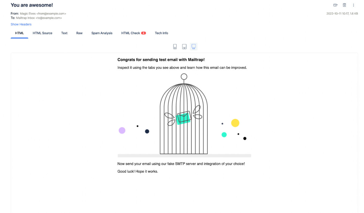 고객에게 보내기 전에 Mailtrap을 사용하여 테스트 이메일 주고받기