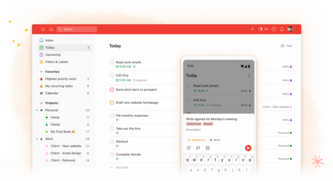 Todoist로 작업 및 할 일 목록을 관리하세요