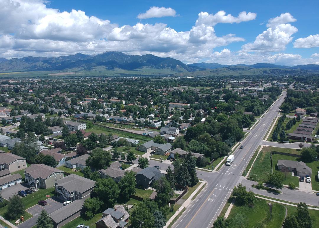 Aerial view Bozeman in summer