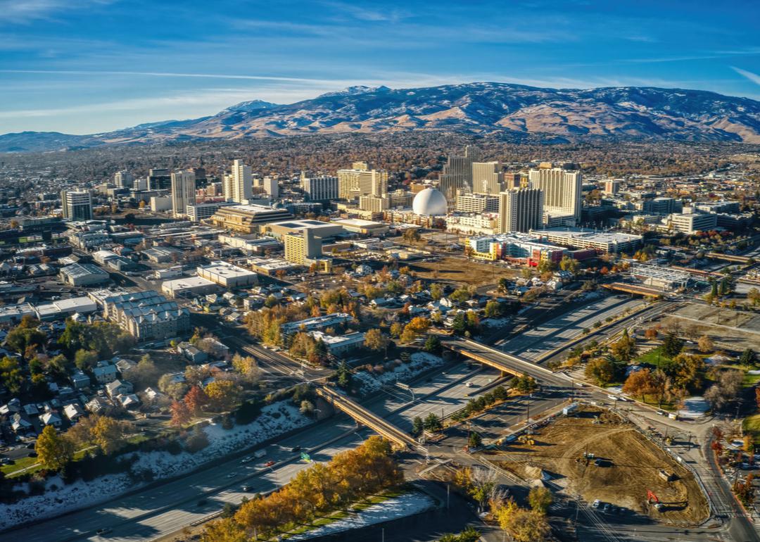 Aerial view Reno in autumn