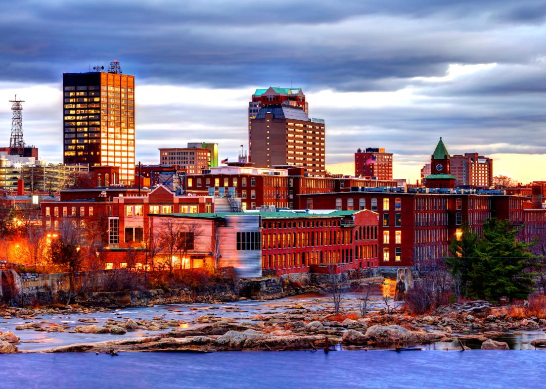 Evening view riverfront in Manchester