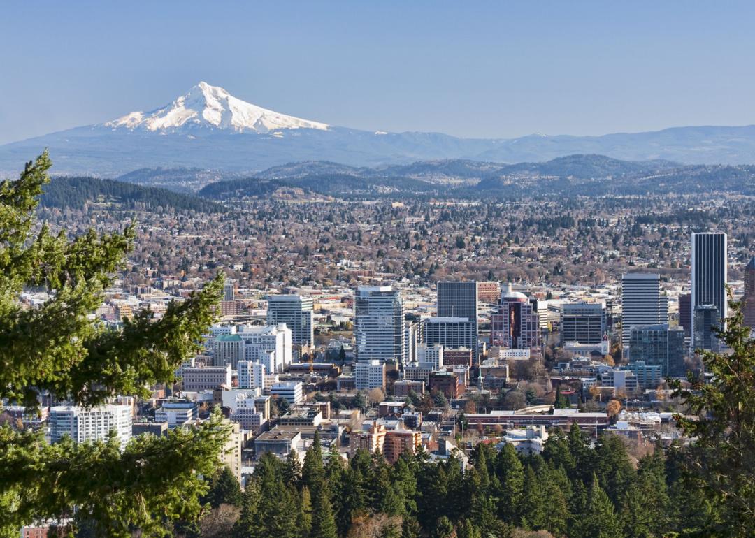 Pejzaż miasta Portland z Pittock Mansion