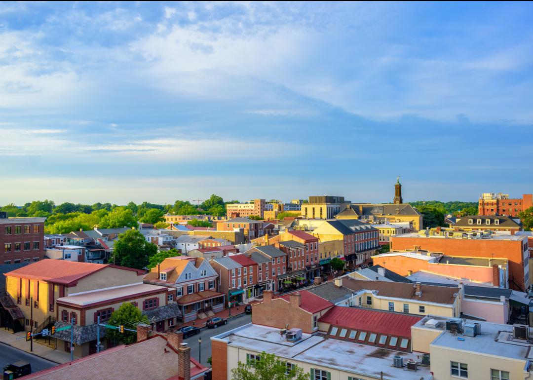 Aerial view of West Chester in summer