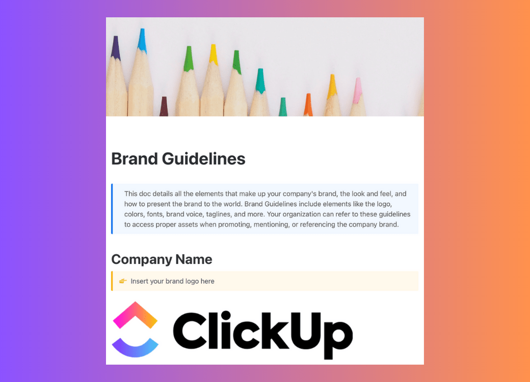 Brand Guidelines Template by ClickUp