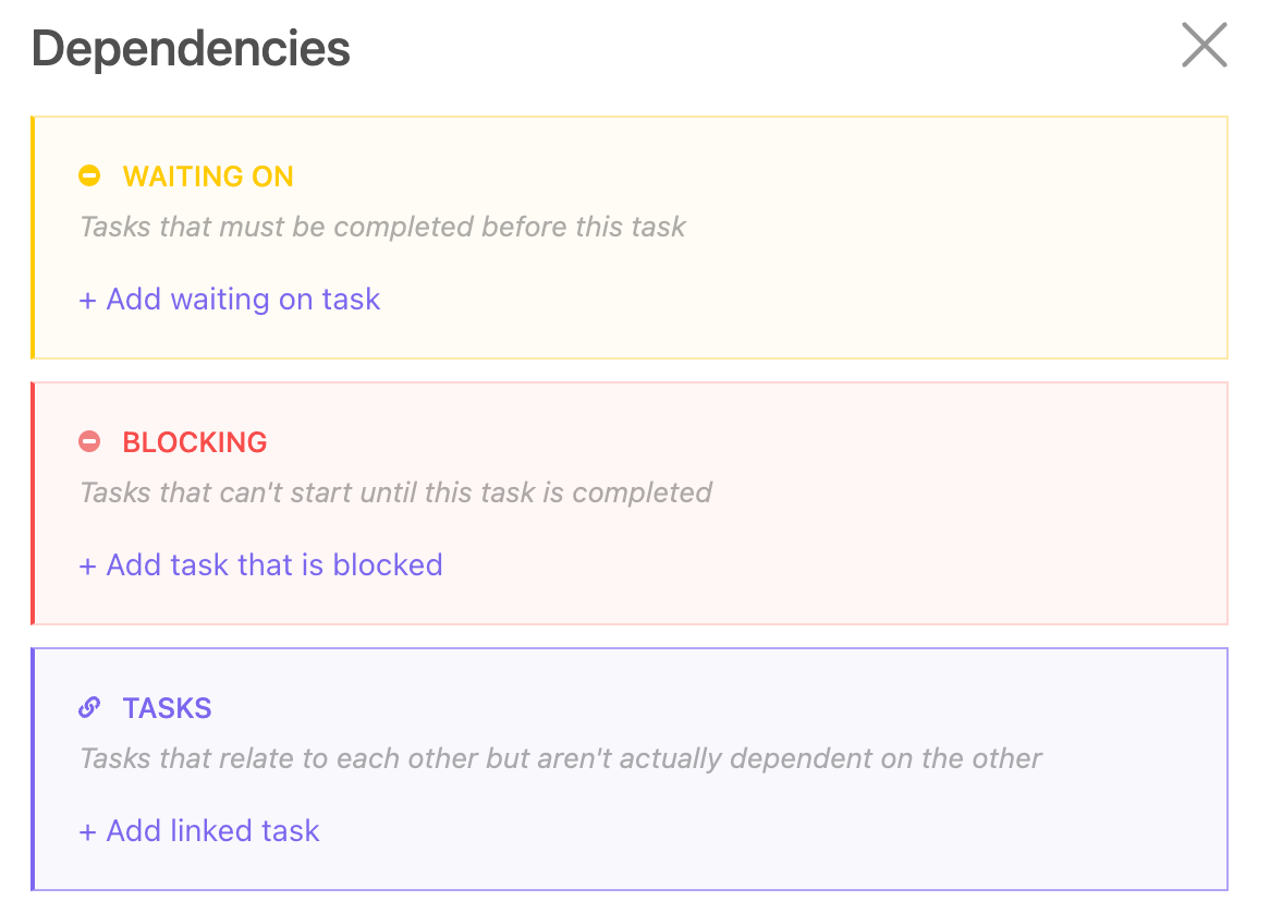 ClickUp Dependencies