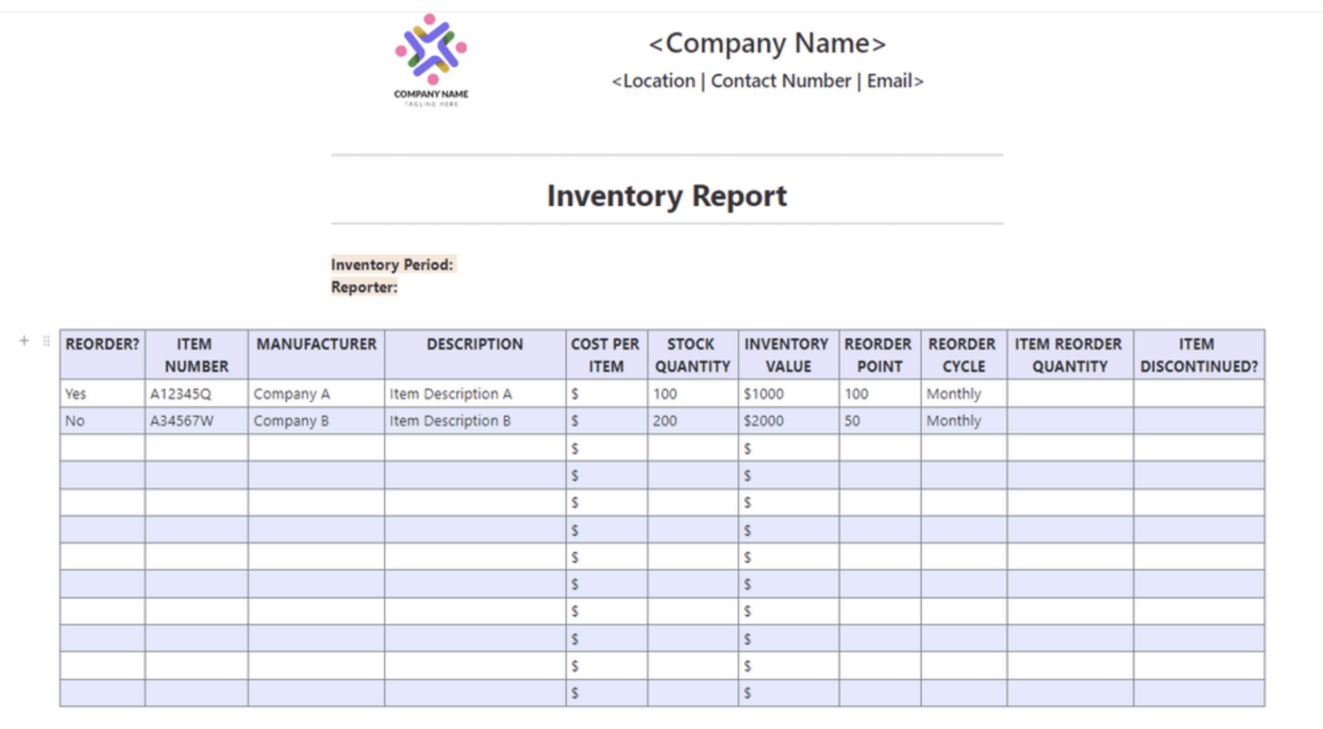 Build a list of raw materials for quick reference in a Clickup Doc