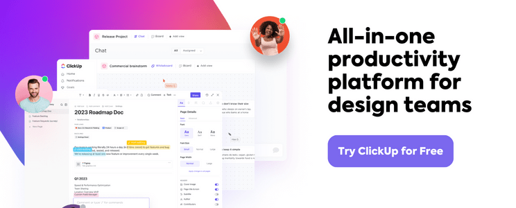 ClickUp Plate-forme de productivité pour les équipes de design CTA