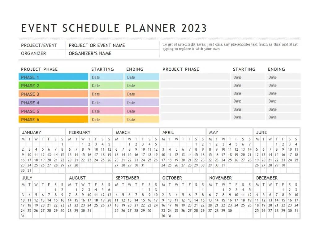 Event Planner Excel Zeitleiste Vorlagen