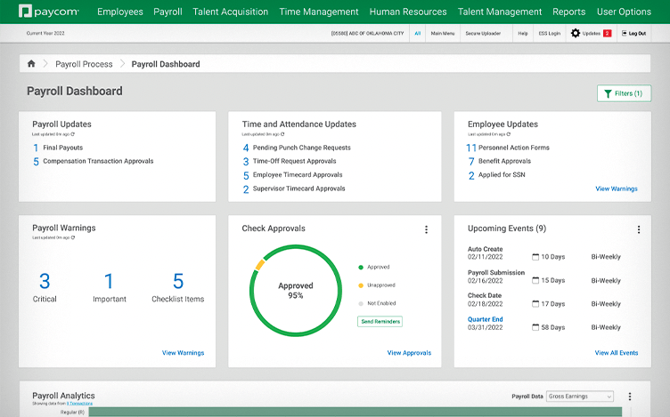 Paycom Dashboard Beispiel