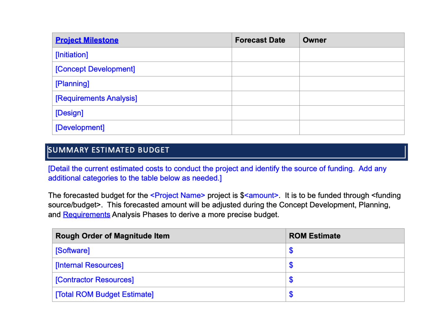 Microsoft Word Project Charter Template 