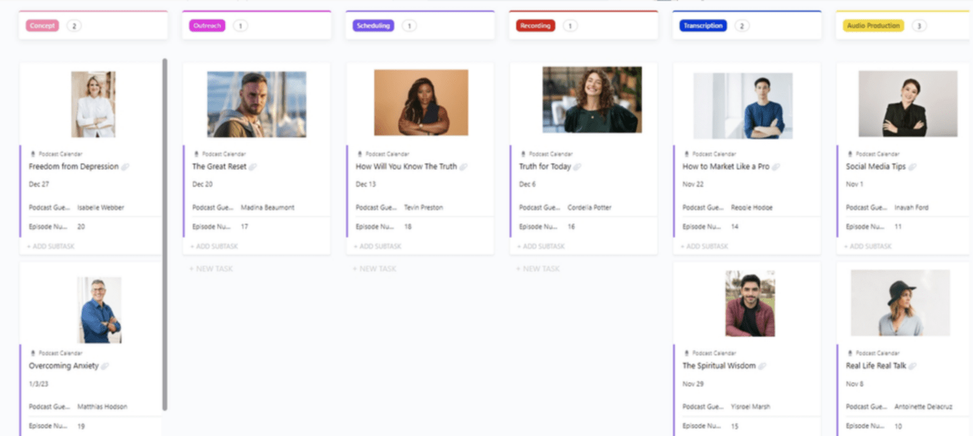 Podcast Calendar Template by ClickUp