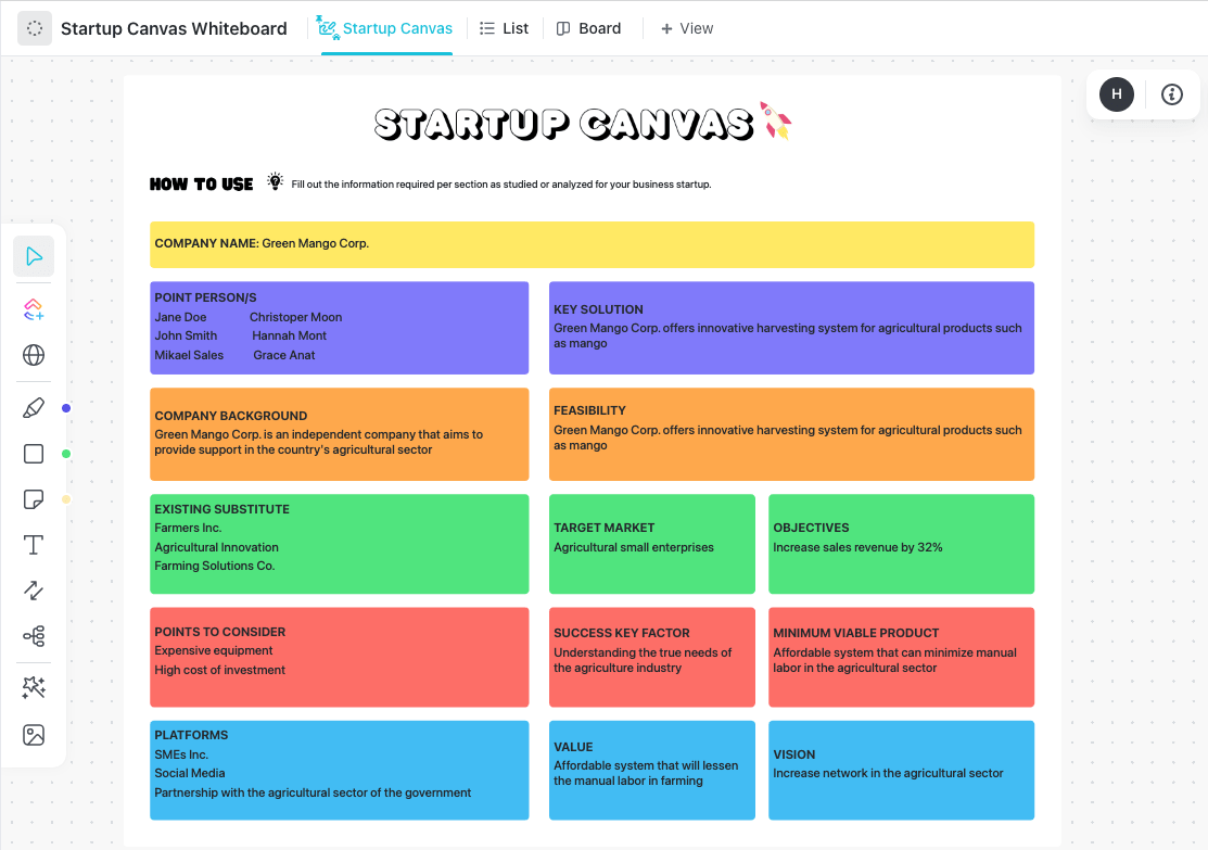 Startup Canvas Whiteboard Template by ClickUp