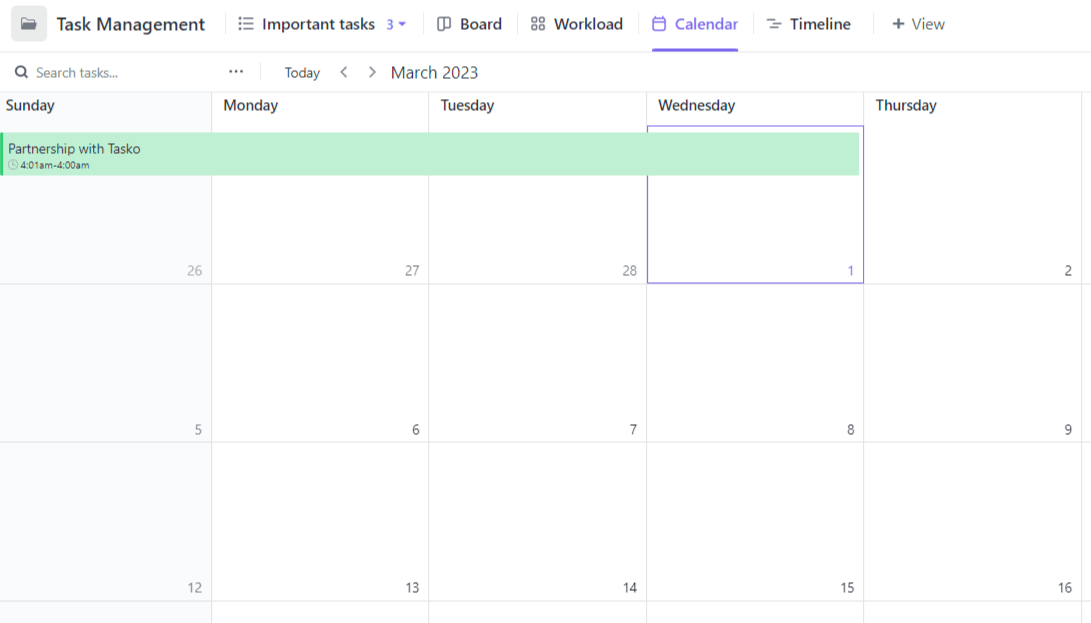 View your tasks in a monthly calendar view to schedule out your priorities