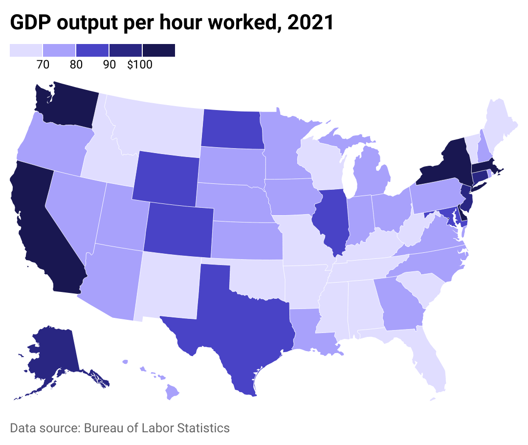 Bureau of Labor Statistics BIP-Produktion pro geleisteter Stunde 2021