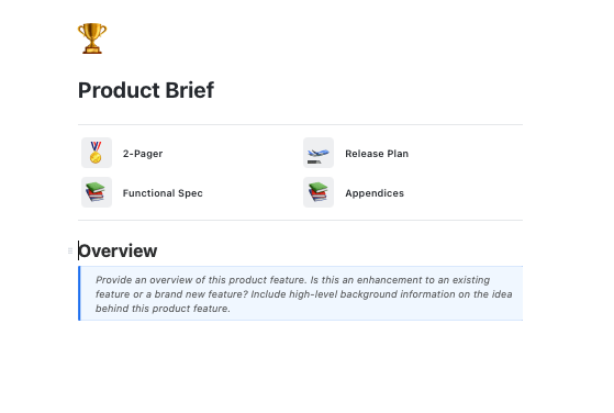 Product Brief Document by ClickUp in ClickUp Docs