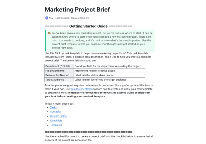 10 Free Project Brief Templates in Word ClickUp Docs