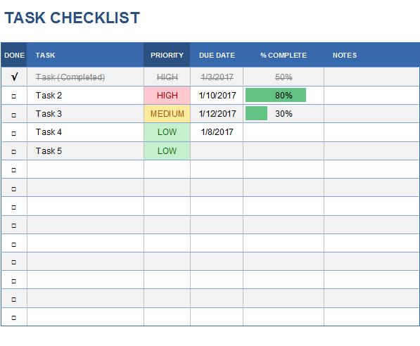 Szablon narzędzia do śledzenia zadań programu Microsoft Excel