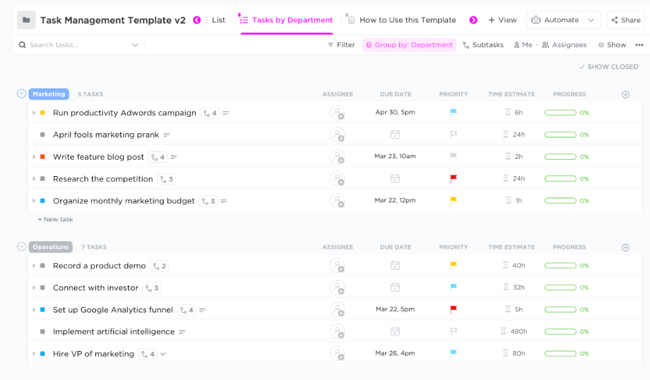 See what each team is currently working on easily