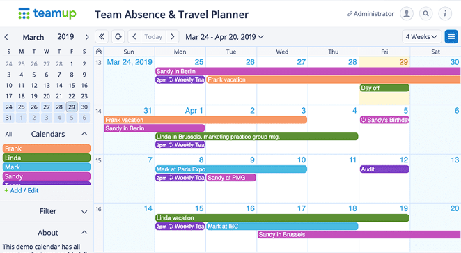 App Calendario di TeamUp