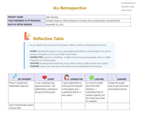 Root Cause Analysis Templates: ClickUp 4Ls Retro Template