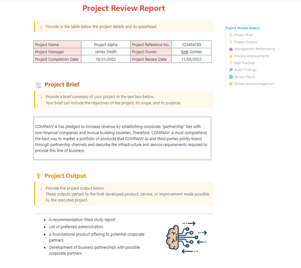 ClickUp Project Review Report Template