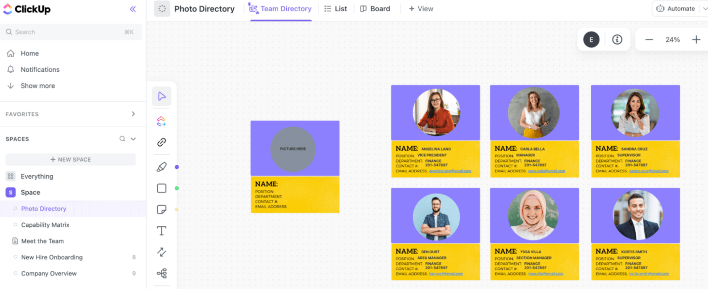 Org chart template: ClickUp Team Photo Directory