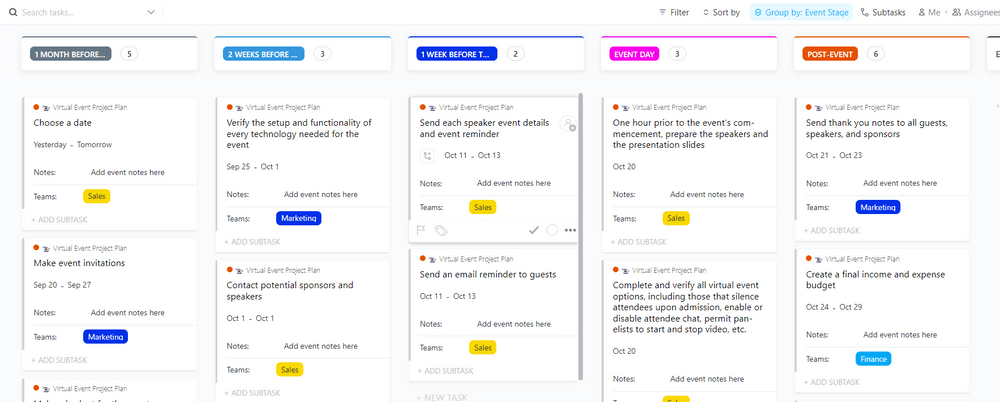 ClickUp Virtueel sjabloon voor projectplannen