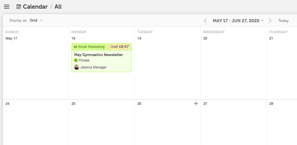 Voorbeeld weergave CoSchedule kalender