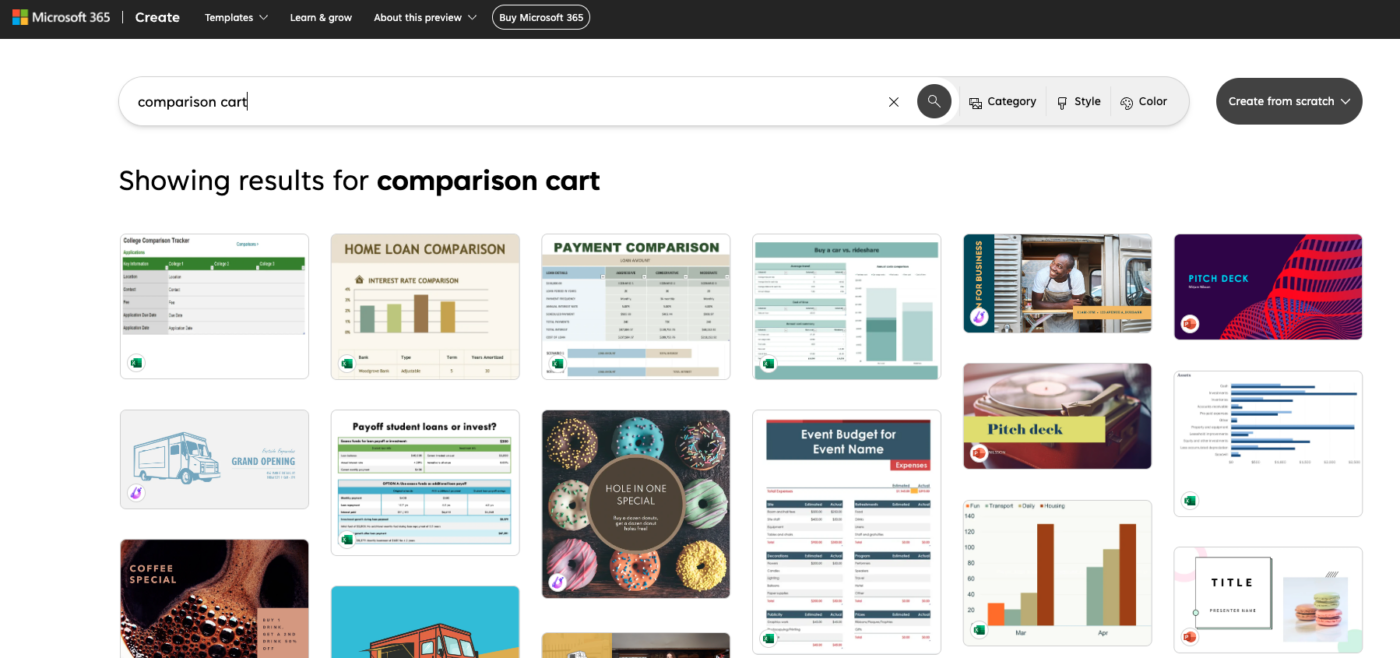 Modèle de diagramme de comparaison Microsoft Excel Exemple de recherche