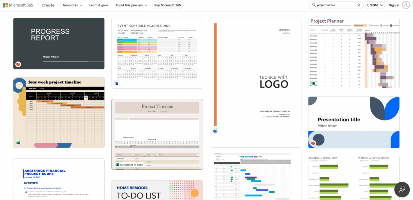 Modelli di schemi di progetto di Microsoft Visualizza esempio di ricerca